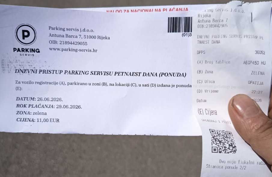 Opatija - lažne kazne za parkiranje